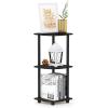 Furinno TURN-N-TUBE Corner Shelf, 3-Tier Corner Bookshelf, Display Storage Shelves with Open Shelves, for Organization and Storage, Living Room, Home Office, Garage, Amber Pine(Espresso/Black)