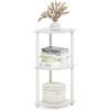 Furinno TURN-N-TUBE Corner Shelf, 3-Tier Corner Bookshelf, Display Storage Shelves with Open Shelves, for Organization and Storage, Living Room, Home Office, Garage, Amber Pine(White/White)