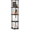 Furinno TURN-N-TUBE Corner Shelf, 5-Tier Corner Bookshelf, Open Storage Shelves, for Organization and Storage, Living Room, Home Office, Garage, Bedroom, Espresso(Espresso/Black)