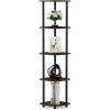Furinno TURN-N-TUBE Corner Shelf, 5-Tier Corner Bookshelf, Open Storage Shelves, for Organization and Storage, Living Room, Home Office, Garage, Bedroom, Espresso(Columbia Walnut/Black)