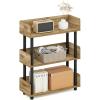 Furinno TURN-N-TUBE Corner Shelf, 5-Tier Corner Bookshelf, Open Storage Shelves, for Organization and Storage, Living Room, Home Office, Garage, Bedroom, Espresso(Flagstaff Oak/Black)