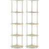 Furinno TURN-N-TUBE Corner Shelf, 5-Tier Corner Bookshelf, Open Storage Shelves, for Organization and Storage, Living Room, Home Office, Garage, Bedroom, Espresso(Cream Faux Marble/White)