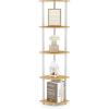 Furinno TURN-N-TUBE Corner Shelf, 5-Tier Corner Bookshelf, Open Storage Shelves, for Organization and Storage, Living Room, Home Office, Garage, Bedroom, Espresso(Beech/White)