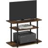 Furinno Turn-N-Tube No Tools 3-Tier Entertainment Center TV Stand for TV up to 32 Inch, Plastic Round Tubes, Espresso/black(Amber Pine/Black)