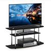 Furinno Turn-N-Tube No Tools 3-Tier Entertainment Center TV Stand for TV up to 32 Inch, Plastic Round Tubes, Espresso/black(Black Oak)