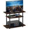 Furinno Turn-N-Tube No Tools 3-Tier Entertainment Center TV Stand for TV up to 32 Inch, Plastic Round Tubes, Espresso/black(Columbia Walnut/Black)