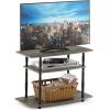 Furinno Turn-N-Tube No Tools 3-Tier Entertainment Center TV Stand for TV up to 32 Inch, Plastic Round Tubes, Espresso/black(French Oak Grey/Black)
