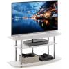 Furinno Turn-N-Tube No Tools 3-Tier Entertainment Center TV Stand for TV up to 32 Inch, Plastic Round Tubes, Espresso/black(White Oak)