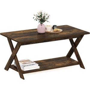 FURINNO Modern Simplistic Coffee Table, Espresso(Amber Pine)