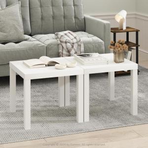 Furinno CLASSIC Coffee Table, Modern Rectangle Coffee Table with 1.8″ Triple Thick Tabletop, Side Table, Toolless Assembly, for Living Room, Home Office, White(White)