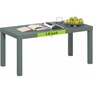 Furinno CLASSIC Coffee Table, Modern Rectangle Coffee Table with 1.8″ Triple Thick Tabletop, Side Table, Toolless Assembly, for Living Room, Home Office, White(Sage Green)