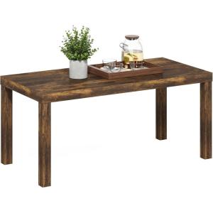 Furinno CLASSIC Coffee Table, Modern Rectangle Coffee Table with 1.8″ Triple Thick Tabletop, Side Table, Toolless Assembly, for Living Room, Home Office, White(Amber Pine)
