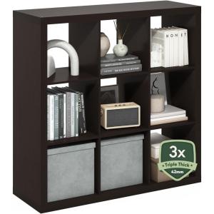 Furinno CUBICLE Book Shelf, 6-Cube Bookshelf, Extra Thick Frame Horizontally & Vertically Reversible Bookcase with Open Back, 14.6″ x 44″ x 30″, for Living Room, Bedroom, Home Office, Light Grey(Black Oak)