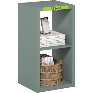 Furinno CUBICLE Book Shelf, 6-Cube Bookshelf, Extra Thick Frame Horizontally & Vertically Reversible Bookcase with Open Back, 14.6″ x 44″ x 30″, for Living Room, Bedroom, Home Office, Light Grey(Sage Green)