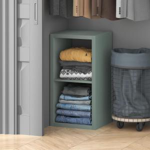 Furinno Cubic Closet Organizers and Storage, 5-Cube Closet Organizer, Open Shelf Closet Storage, Extra Thick Frame for Wardrobe, Bedroom, Living Room, White(Sage Green)