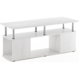 Furinno JAYA TV Stand for TVs up to 50 Inch with Open Storage, Blackwood(White Oak/Stainless Steel)