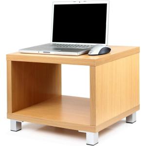 Furinno JUST Coffee Table, 3-Tier Modern Coffee Table with Open Shelf, Toolless Assembly Side Table, for Living Room, Bedroom, Home Office, White(Light Cherry Oak)
