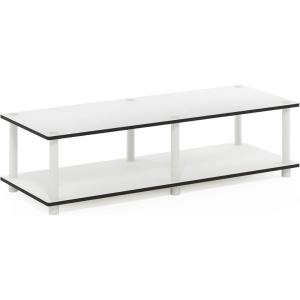Furinno JUST Coffee Table, 3-Tier Modern Coffee Table with Open Shelf, Toolless Assembly Side Table, for Living Room, Bedroom, Home Office, White(Plain White)