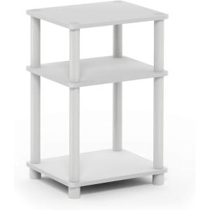 Furinno JUST Side Table, 3-Tier End Table, Open Shelves Night Stand, Bedside Table, Toolless Assembly, for Living Room, Bedroom, Bathroom, French Oak(White/Espresso)