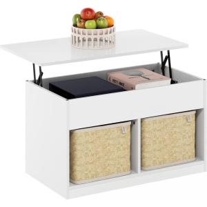 Furinno Jensen Lift Top Coffee Table, Americano(Solid White)