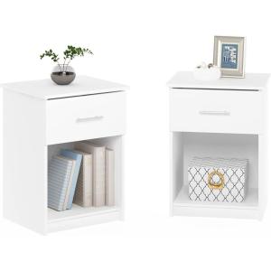 Furinno Jensen Lift Top Nightstand, Americano(Solid White)
