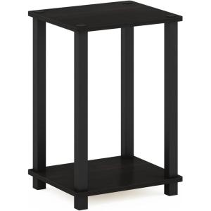 Furinno Just 3-Tier Turn-N-Tube Open Storage Nightstand, 1-Pack, Plastic Poles, Americano/Black(Black Espresso/Black)