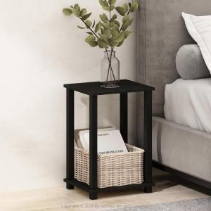 Furinno Just 3-Tier Turn-N-Tube Open Storage Nightstand, 1-Pack, Plastic Poles, Americano/Black(Espresso/Black)