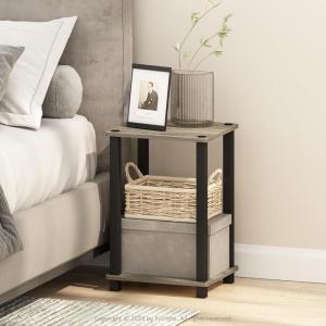 Furinno Just 3-Tier Turn-N-Tube Open Storage Nightstand, 1-Pack, Plastic Poles, Americano/Black(French Oak/Black)