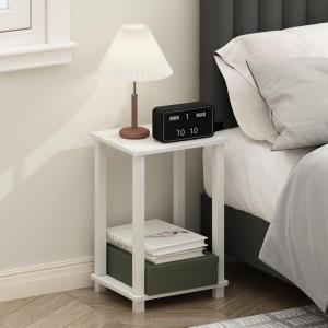 Furinno Just 3-Tier Turn-N-Tube Open Storage Nightstand, 1-Pack, Plastic Poles, Americano/Black(White/White)