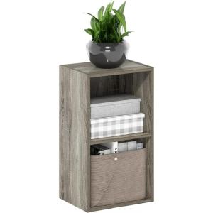 Furinno LUDER Book Shelf, 3-Cube Bookshelf, Bookcase with Open Shelves, 9.3 x 12 x 31.5, for Living Room, Bedroom, Home Office, White(French Oak)