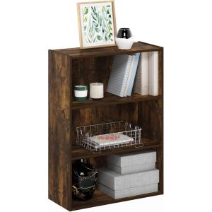 Furinno PASIR Book Shelf, 3-Tier Bookshelf, Storage Shelves Bookcase, 9.7 x 23.7 x 31.5, for Living Room, Bedroom, Home Office, Plain White(Amber Pine)