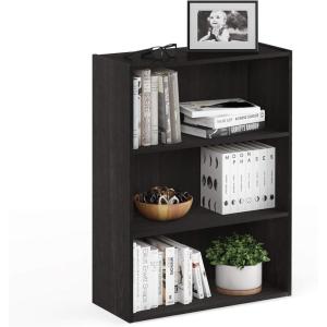 Furinno PASIR Book Shelf, 3-Tier Bookshelf, Storage Shelves Bookcase, 9.7 x 23.7 x 31.5, for Living Room, Bedroom, Home Office, Plain White(Brown)