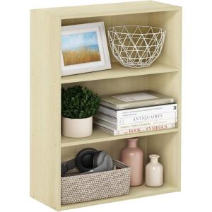Furinno PASIR Book Shelf, 3-Tier Bookshelf, Storage Shelves Bookcase, 9.7 x 23.7 x 31.5, for Living Room, Bedroom, Home Office, Plain White(Maple)