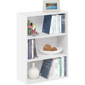 Furinno PASIR Book Shelf, 3-Tier Bookshelf, Storage Shelves Bookcase, 9.7 x 23.7 x 31.5, for Living Room, Bedroom, Home Office, Plain White(Plain White)