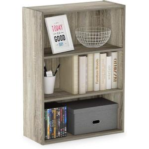 Furinno PASIR Book Shelf, 3-Tier Bookshelf, Storage Shelves Bookcase, 9.7 x 23.7 x 31.5, for Living Room, Bedroom, Home Office, Plain White(Sonoma Oak)