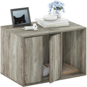 Furinno Peli Top Opening Litter Box Enclosure, Columbia Walnut(French Oak Grey)