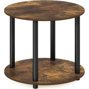 Furinno Simple Design Coffee Table, French Oak Grey/Black(Amber Pine)