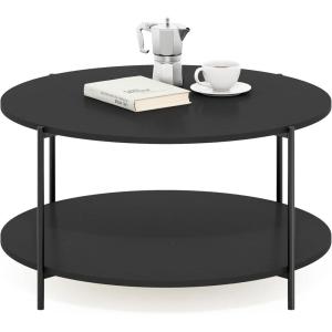 Furinno Simple Design Coffee Table, French Oak Grey/Black(Americano/Black)