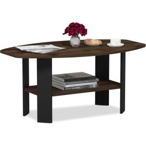 Furinno Simple Design Coffee Table, French Oak Grey/Black(Columbia Walnut/Black)