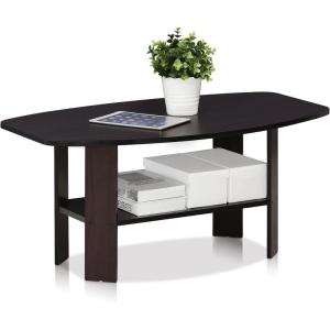 Furinno Simple Design Coffee Table, French Oak Grey/Black(Dark Walnut)