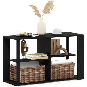 Furinno Simple Design Coffee Table, French Oak Grey/Black(Espresso/Black)