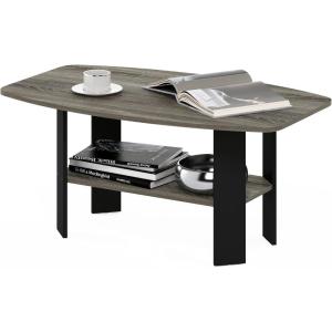 Furinno Simple Design Coffee Table, French Oak Grey/Black(French Oak Grey/Black)