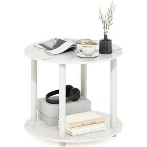 Furinno Simple Design Coffee Table, French Oak Grey/Black(Marble White)