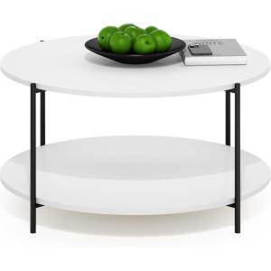 Furinno Simple Design Coffee Table, French Oak Grey/Black(White/Black)