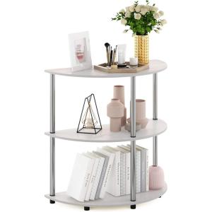 Furinno TURN-N-TUBE Corner Shelf, 5-Tier Corner Bookshelf, Open Storage Shelves, for Organization and Storage, Living Room, Home Office, Garage, Bedroom, Espresso(White Oak)