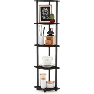 Furinno TURN-N-TUBE Corner Shelf, 5-Tier Corner Bookshelf, Open Storage Shelves, for Organization and Storage, Living Room, Home Office, Garage, Bedroom, Espresso(Espresso/Black)