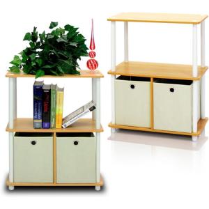 Furinno TURN-N-TUBE Corner Shelf, 5-Tier Corner Bookshelf, Open Storage Shelves, for Organization and Storage, Living Room, Home Office, Garage, Bedroom, Espresso(Beech/White/Ivory)