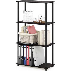 Furinno TURN-N-TUBE Corner Shelf, 5-Tier Corner Bookshelf, Open Storage Shelves, for Organization and Storage, Living Room, Home Office, Garage, Bedroom, Espresso(Dark Walnut)