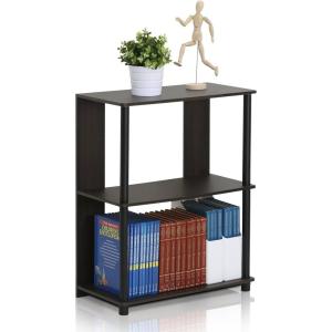 Furinno TURN-N-TUBE Corner Shelf, 5-Tier Corner Bookshelf, Open Storage Shelves, for Organization and Storage, Living Room, Home Office, Garage, Bedroom, Espresso(Walnut/Black)