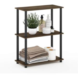 Furinno TURN-N-TUBE Corner Shelf, 5-Tier Corner Bookshelf, Open Storage Shelves, for Organization and Storage, Living Room, Home Office, Garage, Bedroom, Espresso(Columbia Walnut)